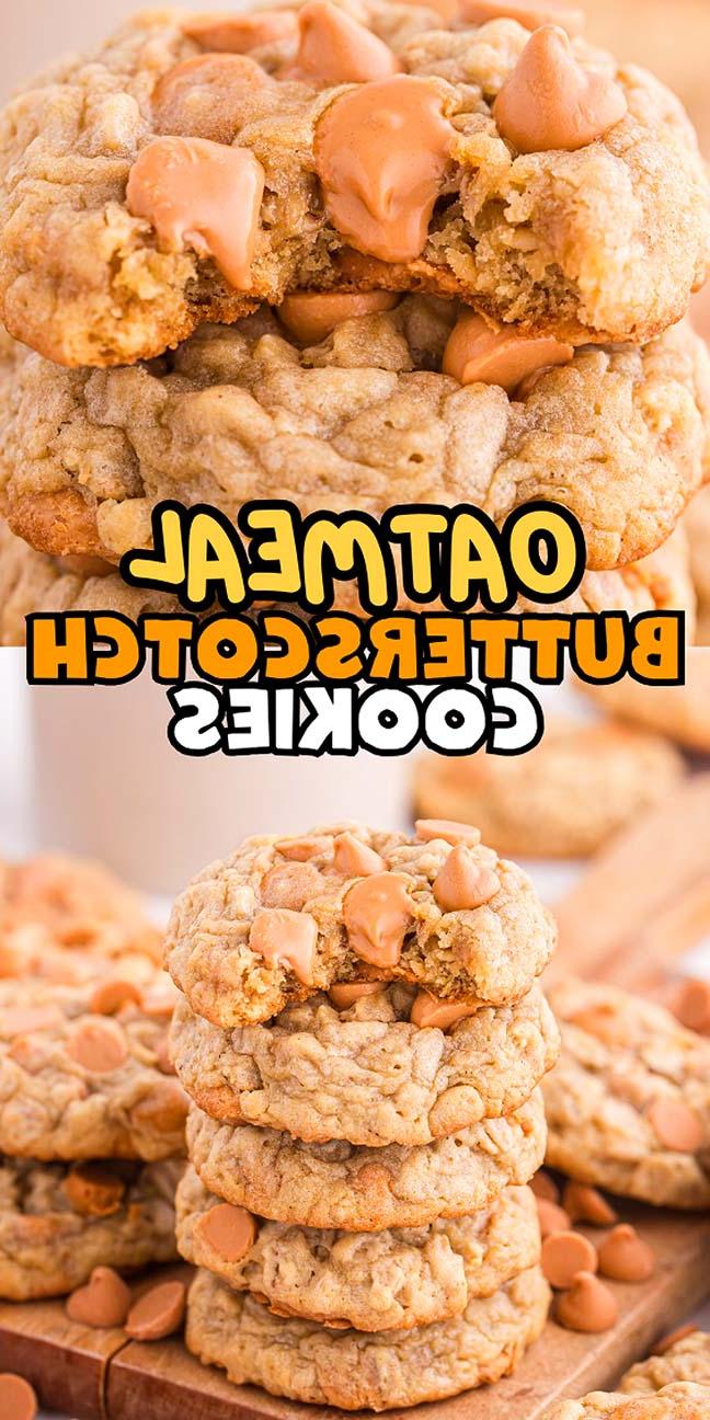 Μια στοίβα από λαχταριστά μπισκότα βρώμης με καραμέλα και χρυσαφένιες σταγόνες, που δείχνει ένα δαγκωμένο μπισκότο στην κορυφή. Κείμενο: "Μπισκότα Βρώμης με Καραμέλα.
