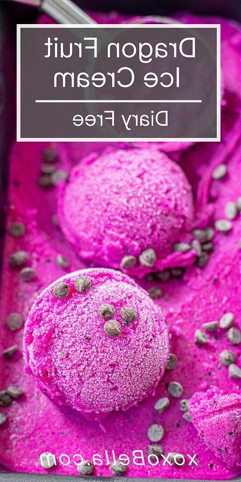 Παγωτό Φρούτο του δράκου 20 Παγωτό dragon fruit σε μπολ, φτιαγμένο με συστατικά χωρίς γαλακτοκομικά.