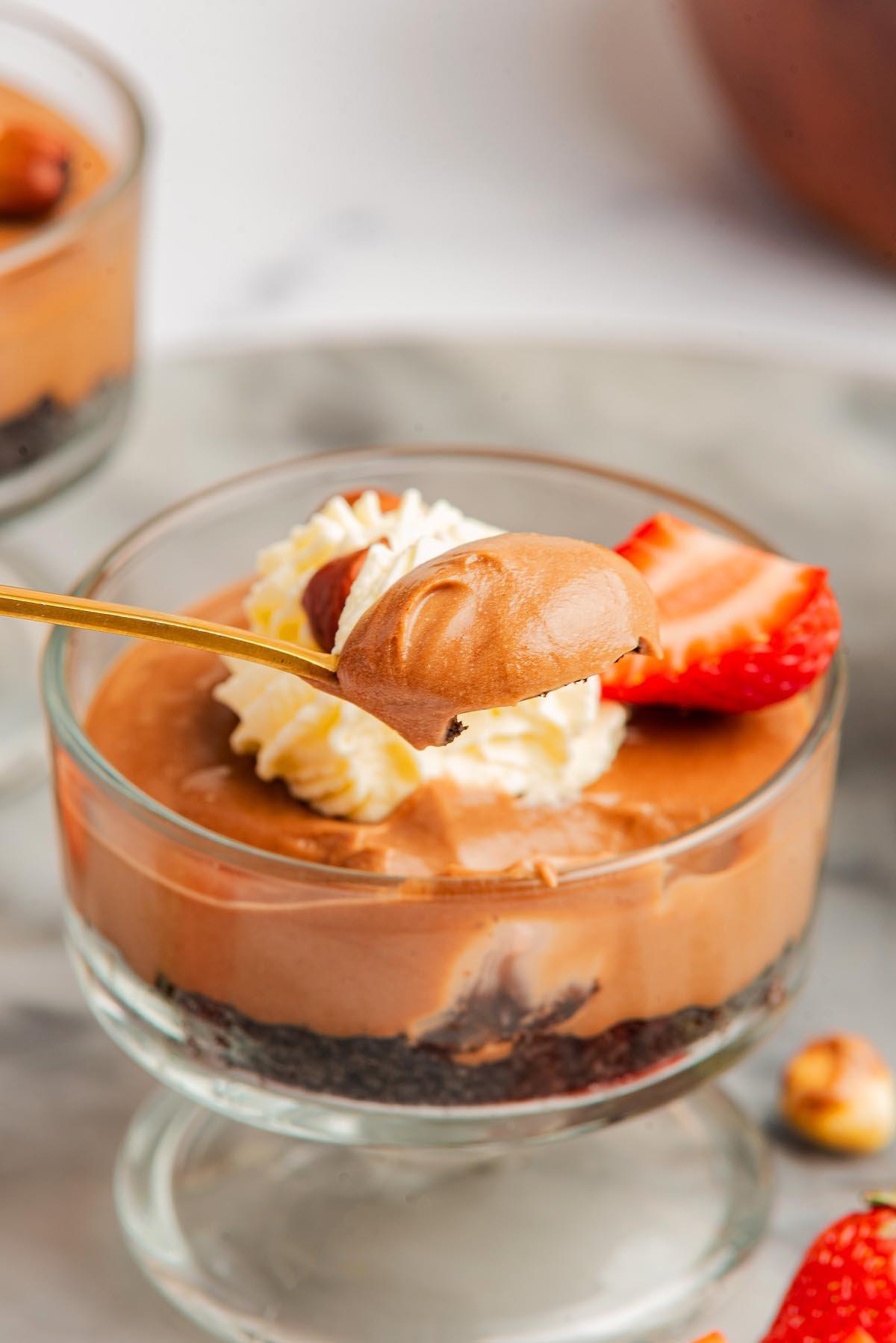 Νουτέλα Μους Κουπάκια 7 Ποτηράκια μους Nutella με διαφορετικές γαρνιτούρες