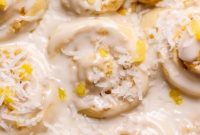 Tropical Piña Colada Cinnamon Rolls with Coconut Rum Glaze
