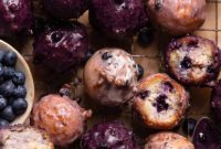 Double Blueberry Glazed Mini Cake Donuts