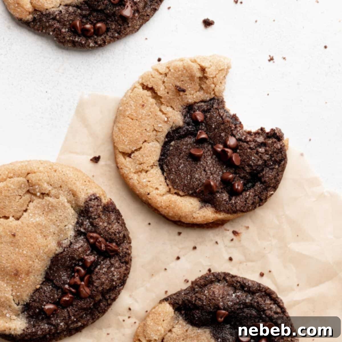 chocolate peanut butter marbled cookies.