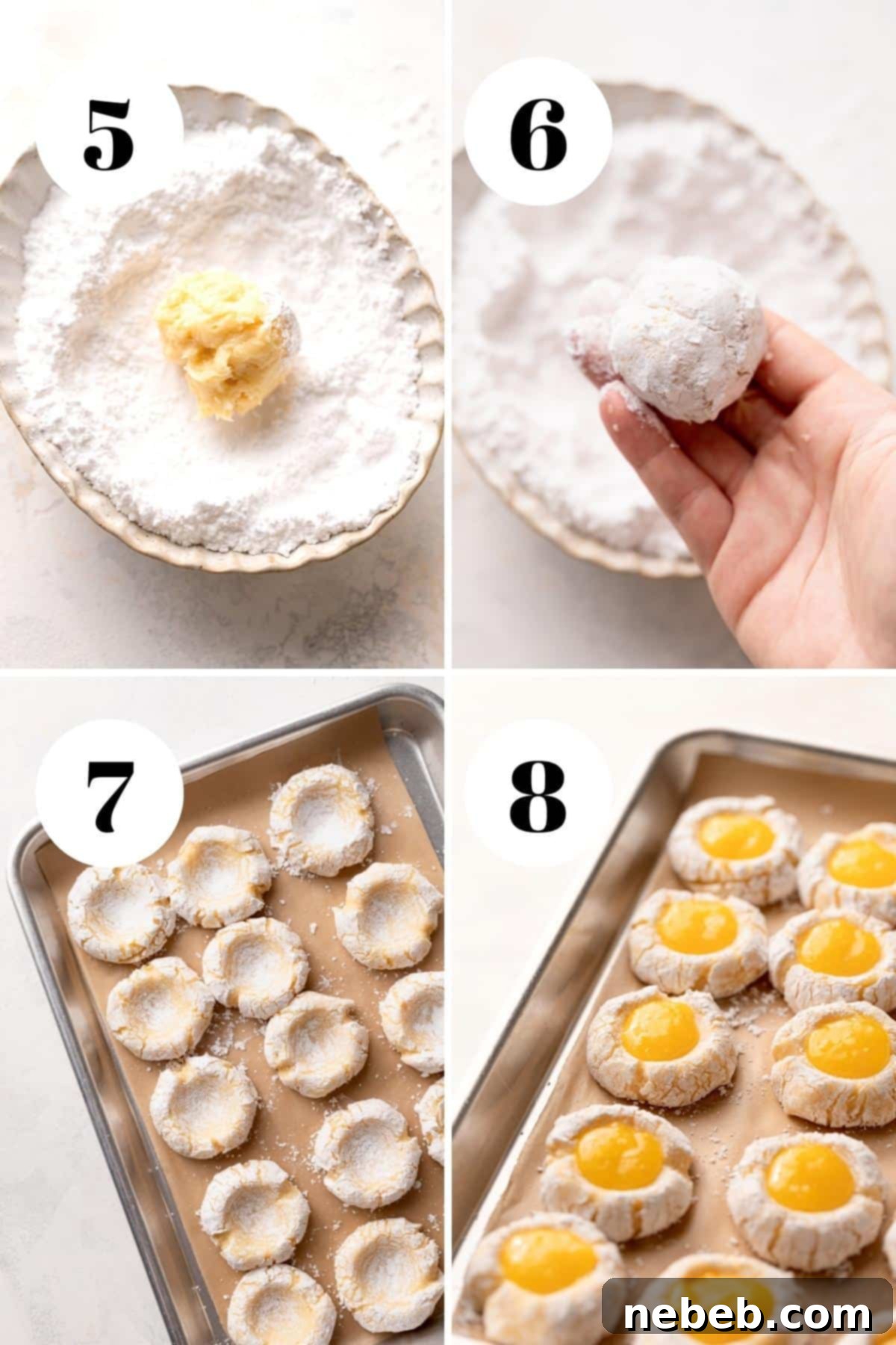 Simple Sunshine Lemon Squares 5 a process collage of the steps for making lemon curd cookies.