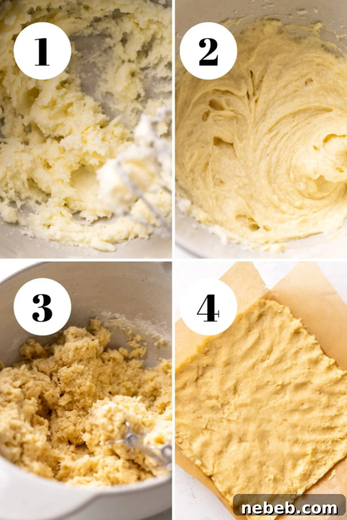 Pop-Tart Magic Cookie Bars 4 A visual guide showing the initial steps of making Pop-Tart cookie bars: creaming butter and sugar, then adding eggs and vanilla for the dough.