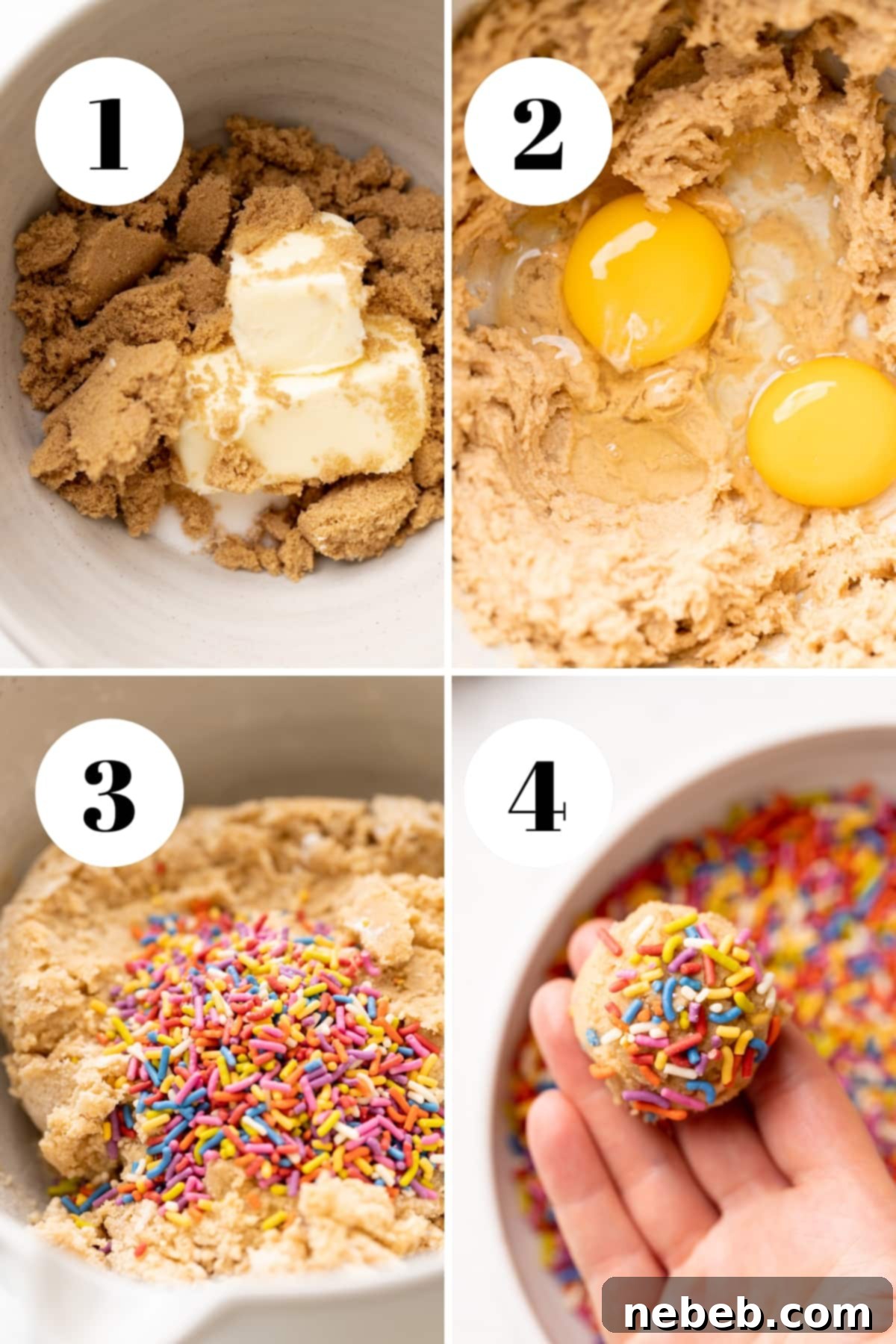 a process collage of the steps for making birthday cookies.