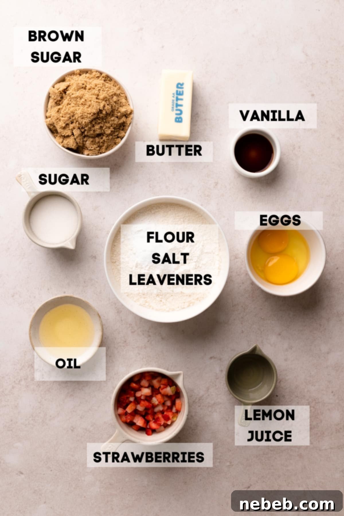 ingredients needed to make strawberry cookies.