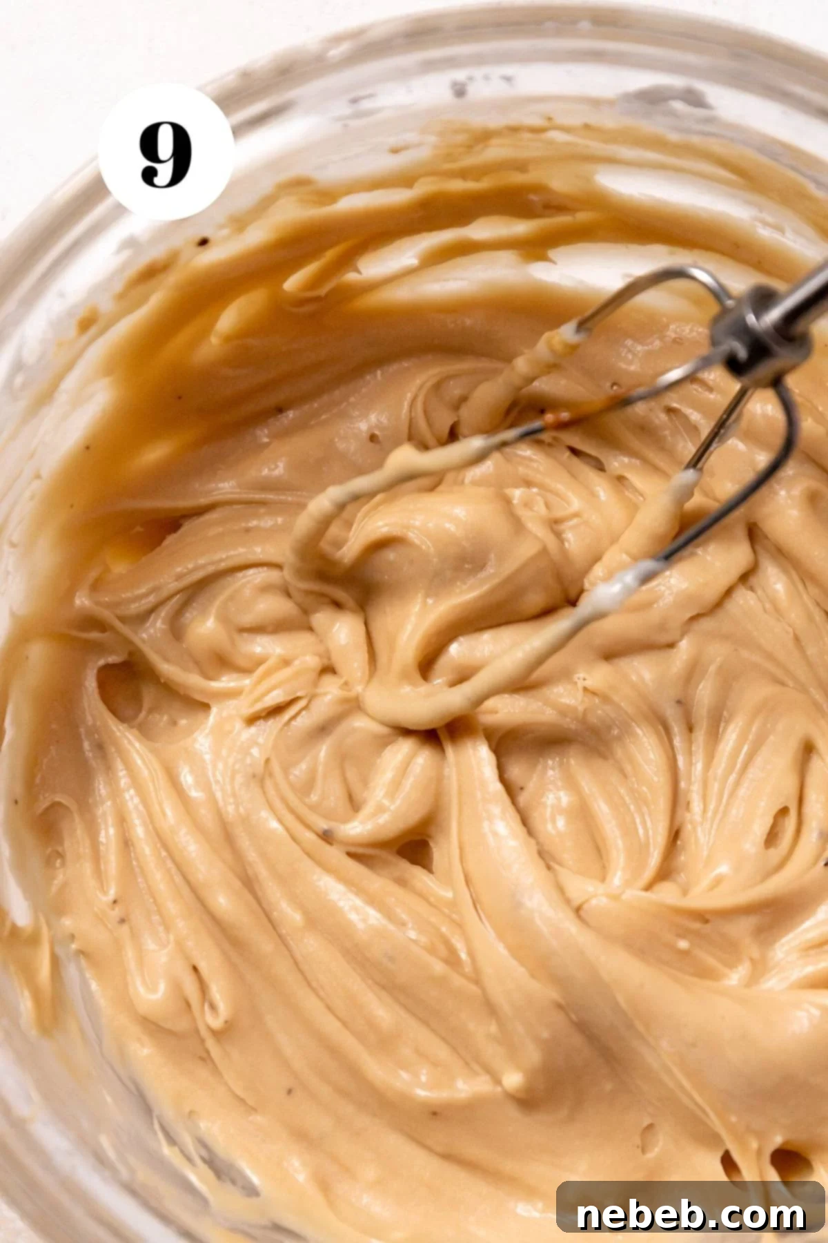 coffee cream cheese frosting in a bowl.