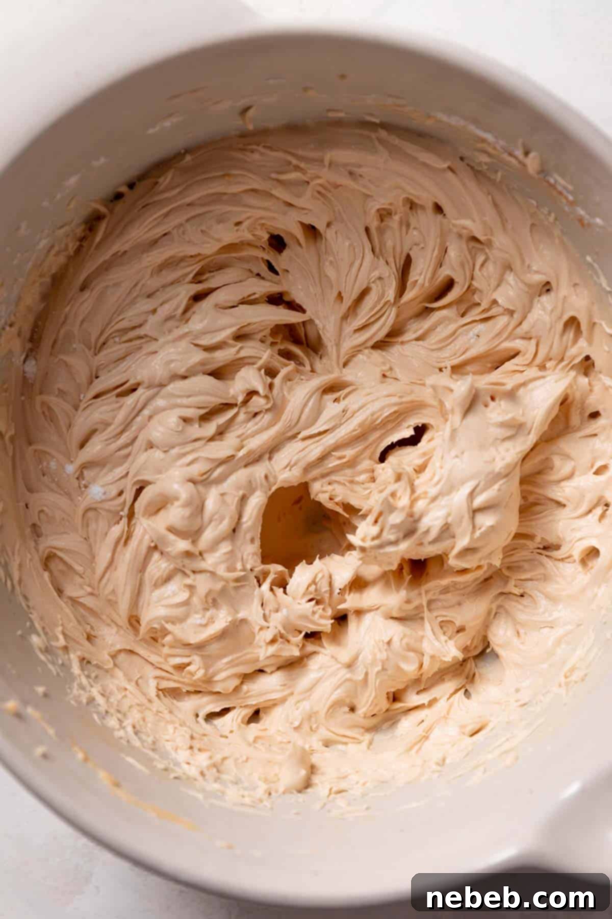 cookie butter buttercream in a mixing bowl.