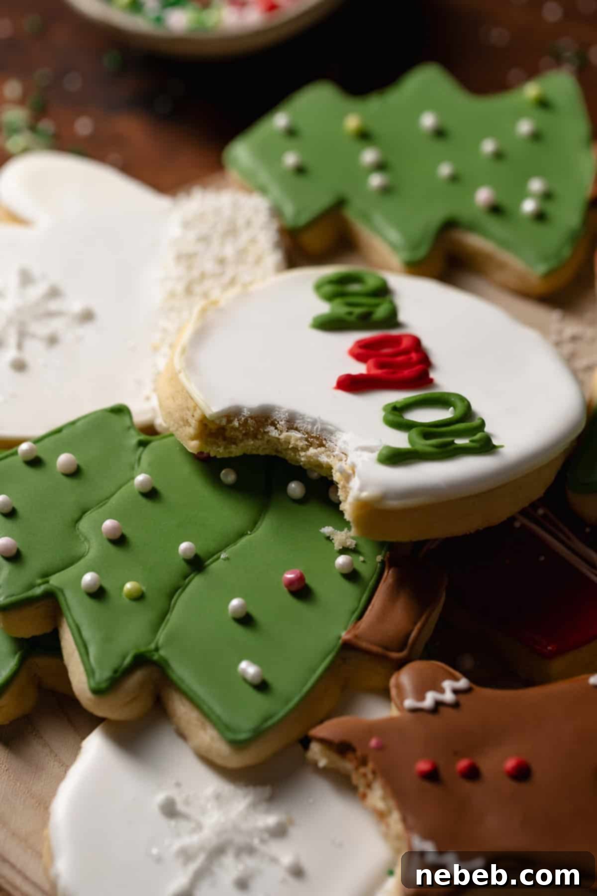 Perfect Bakery-Style Cut-Out Sugar Cookies 13 A cookie with a bite taken out of it.
