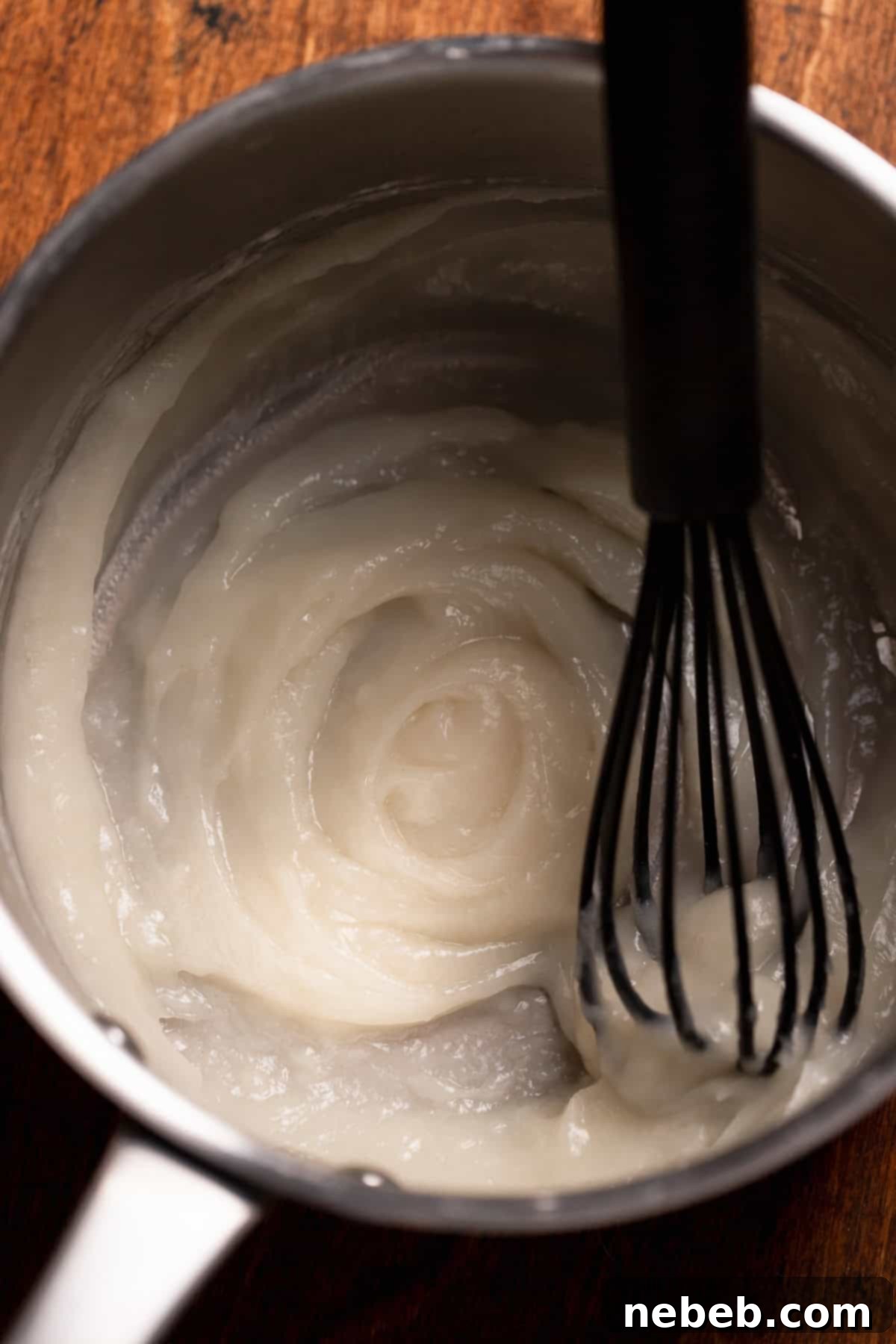 Tangzhong in a pot after cooking to show the thick texture.