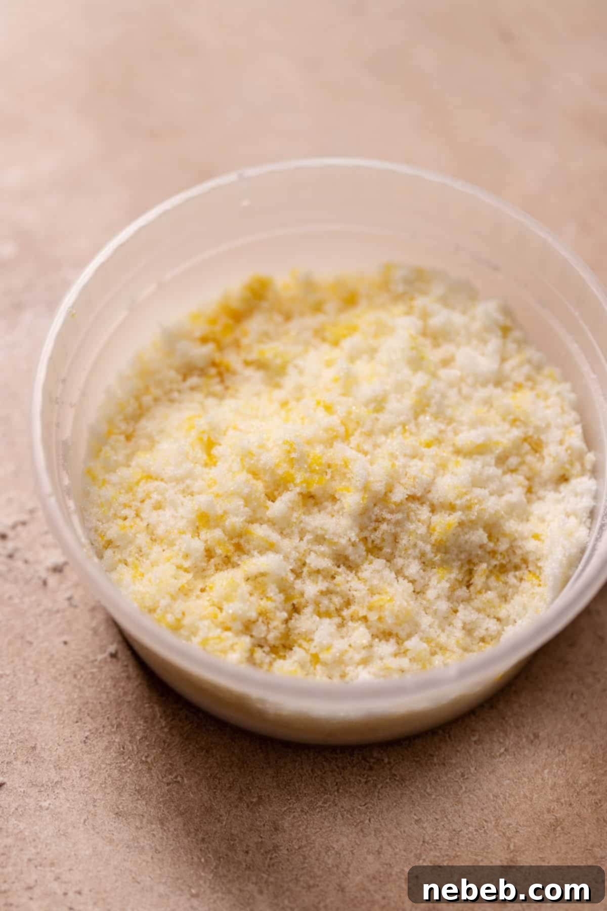 Lemon sugar in a bowl.