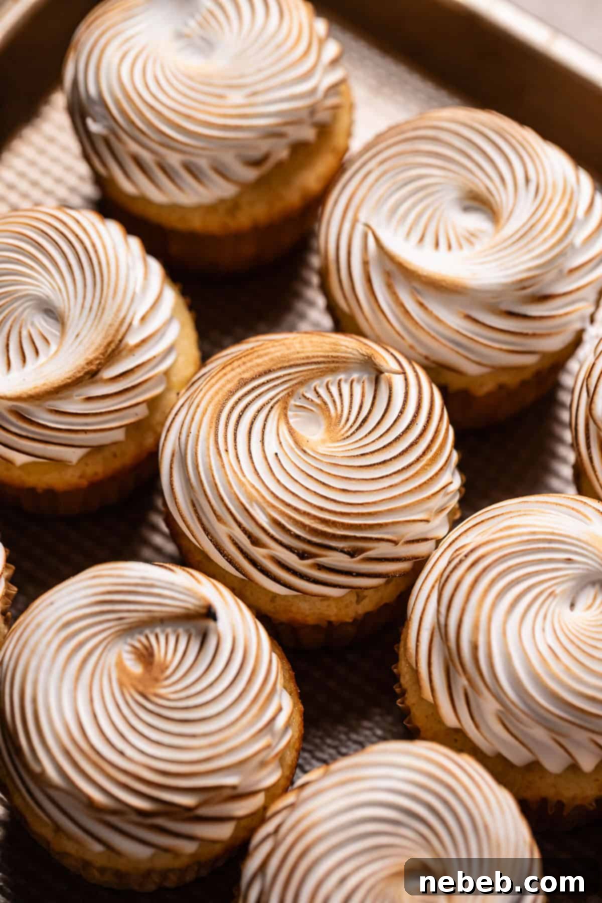 The torched meringue frosting on top of the cupcakes.