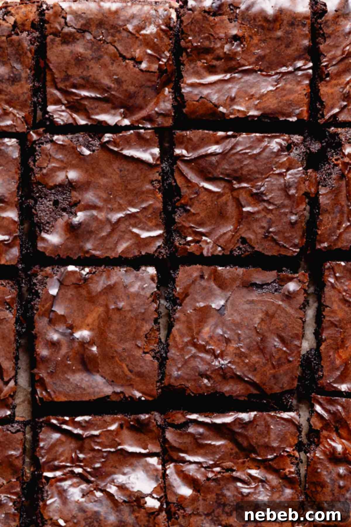 Black cocoa brownies cut into squares.