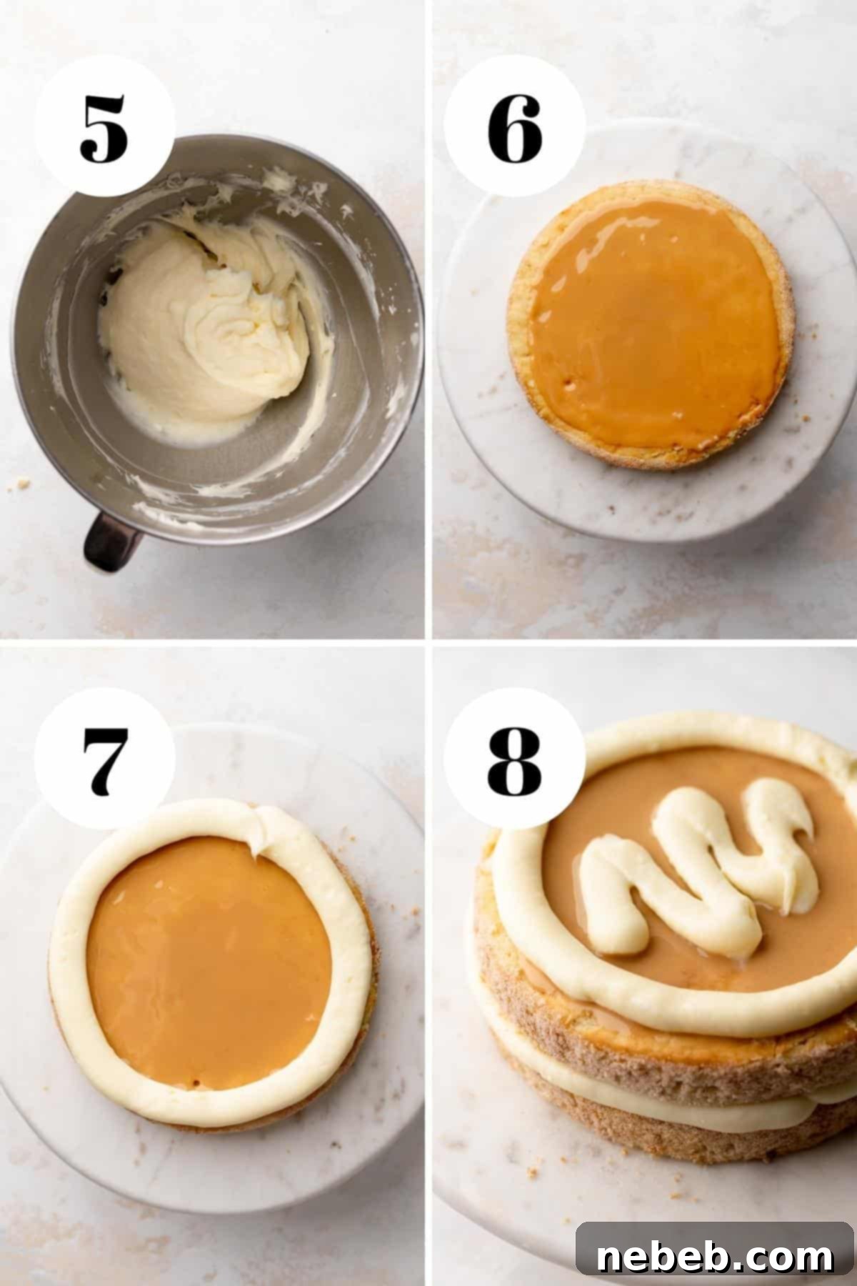 Cinnamon Sugar Dream Cake 5 a collage of the steps for how to make a churro cake.